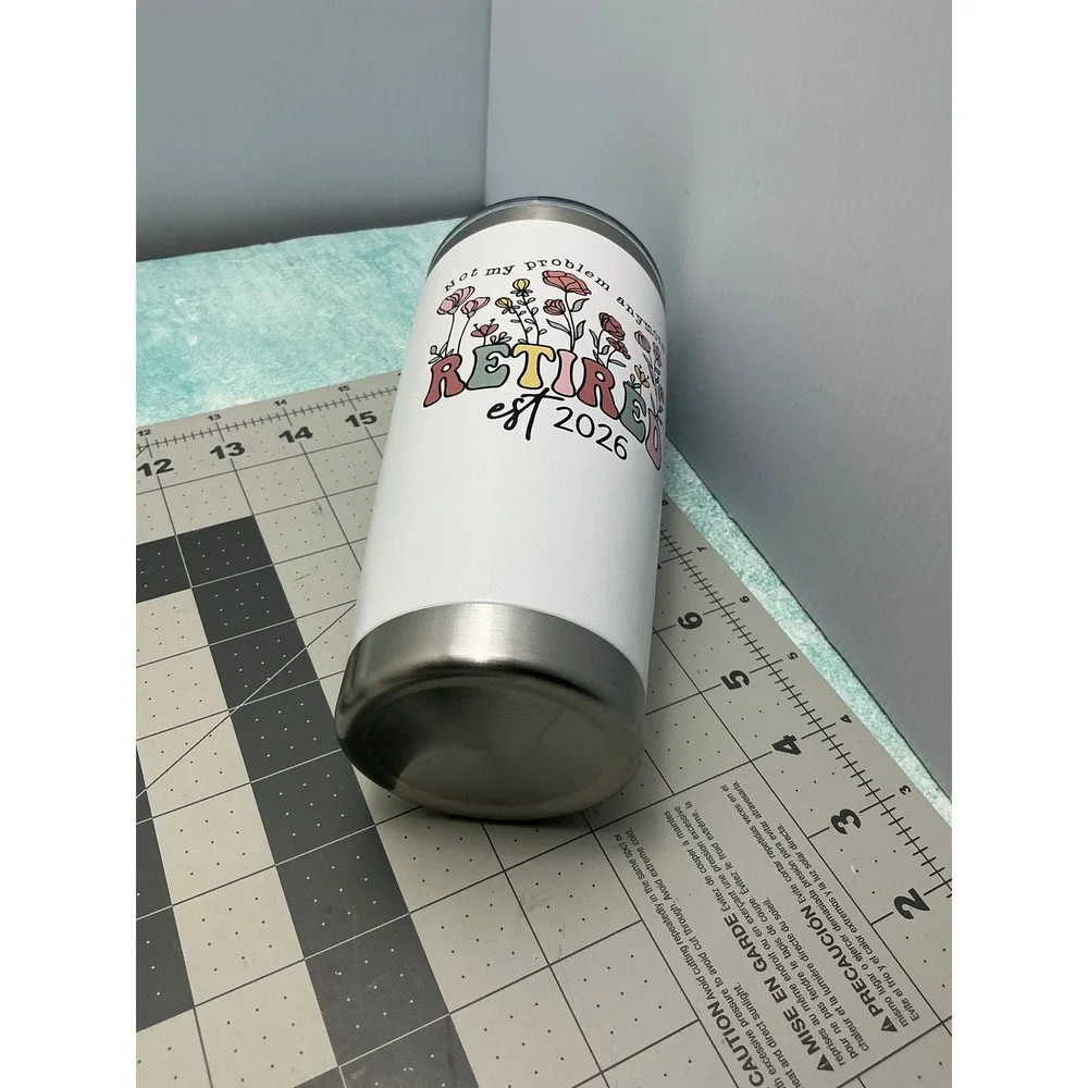 Retired Est 2026 Floral Stainless Steel Insulated Tumbler White 20oz with Lid